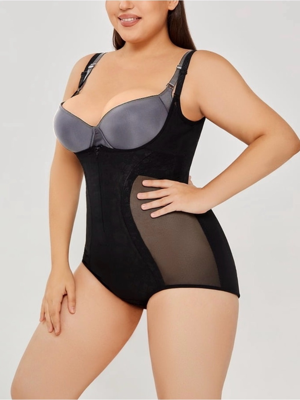 Scacto Plus Size Shapewear Bodysuit Open Bust Tummy Control Butt Lift